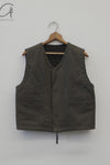 AVIVA JIFEI XUE 24 Autumn and Winter Charcoal Wool Plaid Double-sided Zipper Vest AJX-FW24-RZV-CWCDMWC-STX Deep Moss